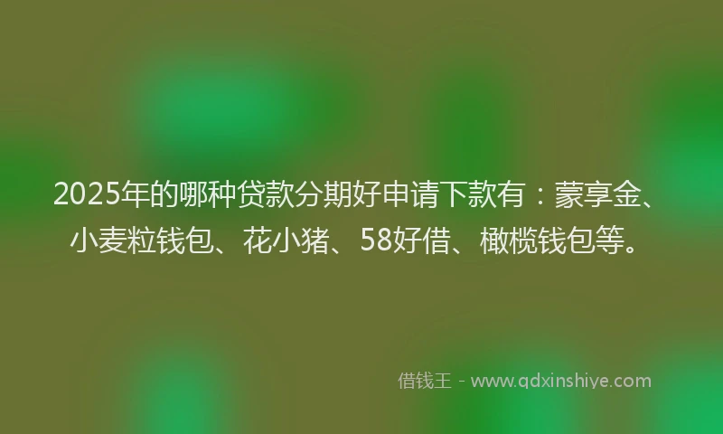 2025年的哪种贷款分期好申请下款有：蒙享金、小麦粒钱包、花小猪、58好借、橄榄钱包等。