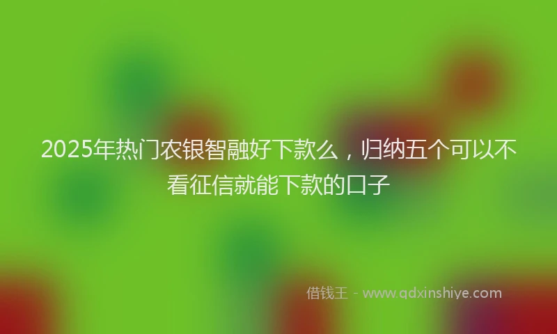 2025年热门农银智融好下款么，归纳五个可以不看征信就能下款的口子