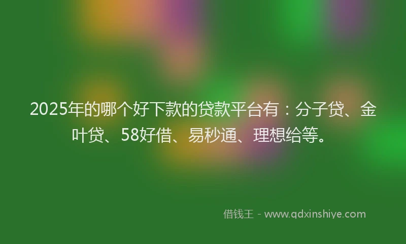 2025年的哪个好下款的贷款平台有：分子贷、金叶贷、58好借、易秒通、理想给等。