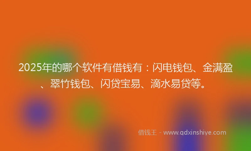 2025年的哪个软件有借钱有：闪电钱包、金满盈、翠竹钱包、闪贷宝易、滴水易贷等。