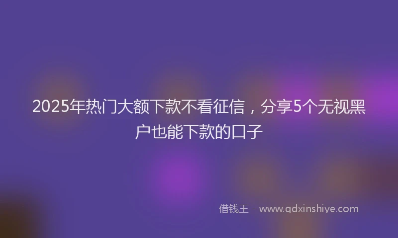 2025年热门大额下款不看征信，分享5个无视黑户也能下款的口子