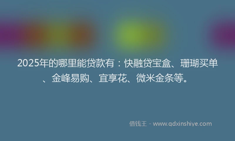 2025年的哪里能贷款有：快融贷宝盒、珊瑚买单、金峰易购、宜享花、微米金条等。