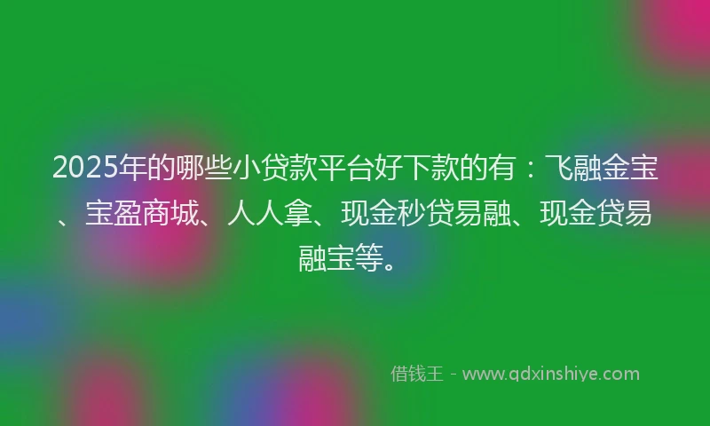 2025年的哪些小贷款平台好下款的有：飞融金宝、宝盈商城、人人拿、现金秒贷易融、现金贷易融宝等。