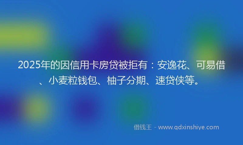 2025年的因信用卡房贷被拒有：安逸花、可易借、小麦粒钱包、柚子分期、速贷侠等。