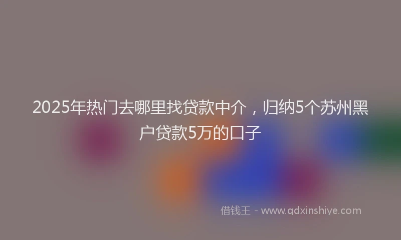 2025年热门去哪里找贷款中介，归纳5个苏州黑户贷款5万的口子