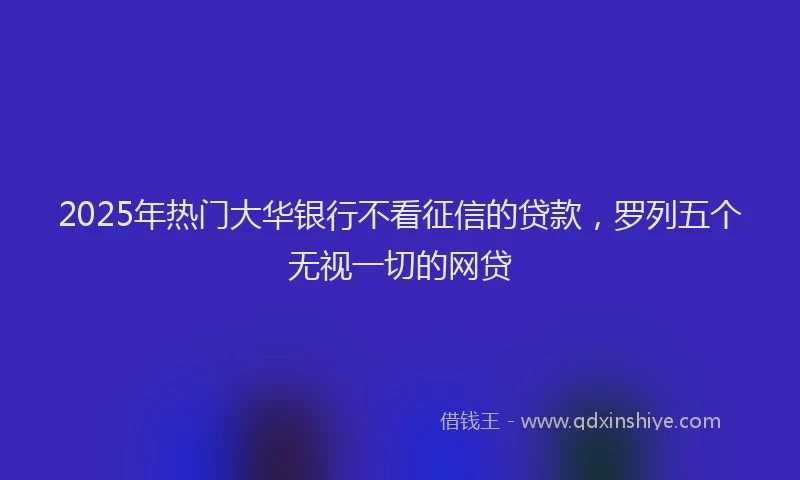 2025年热门大华银行不看征信的贷款，罗列五个无视一切的网贷