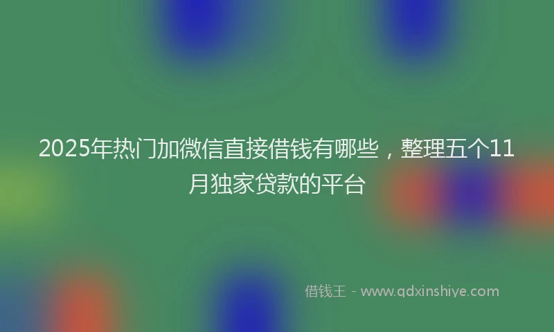 2025年热门加微信直接借钱有哪些，整理五个11月独家贷款的平台
