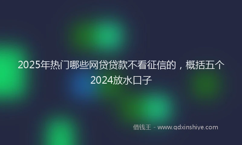 2025年热门哪些网贷贷款不看征信的，概括五个2024放水口子