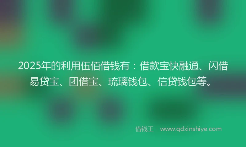 2025年的利用伍佰借钱有：借款宝快融通、闪借易贷宝、团借宝、琉璃钱包、信贷钱包等。