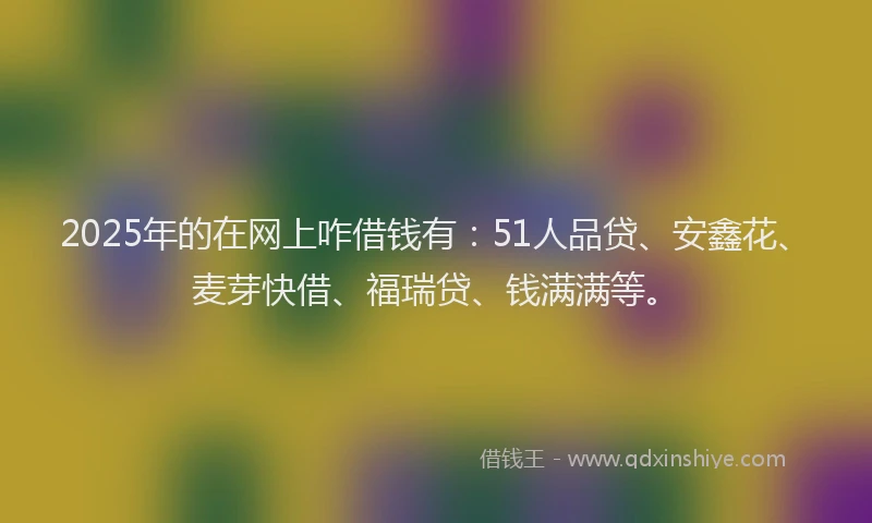 2025年的在网上咋借钱有：51人品贷、安鑫花、麦芽快借、福瑞贷、钱满满等。
