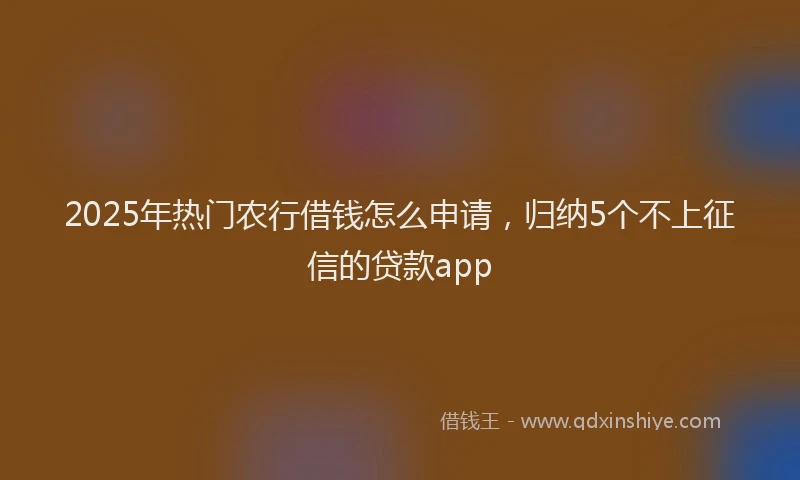 2025年热门农行借钱怎么申请，归纳5个不上征信的贷款app