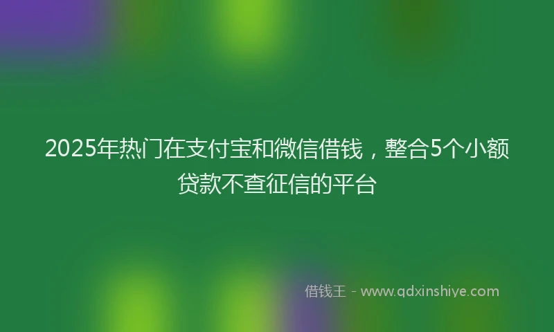 2025年热门在支付宝和微信借钱，整合5个小额贷款不查征信的平台