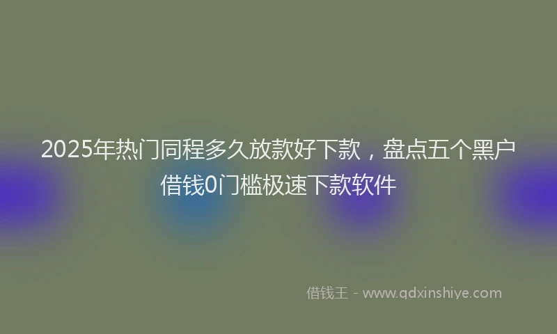2025年热门同程多久放款好下款，盘点五个黑户借钱0门槛极速下款软件