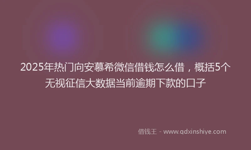 2025年热门向安慕希微信借钱怎么借，概括5个无视征信大数据当前逾期下款的口子
