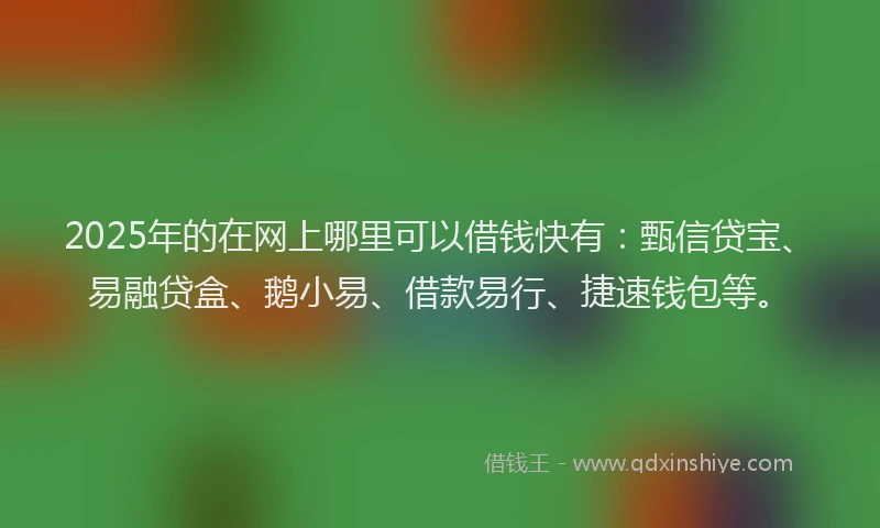 2025年的在网上哪里可以借钱快有：甄信贷宝、易融贷盒、鹅小易、借款易行、捷速钱包等。