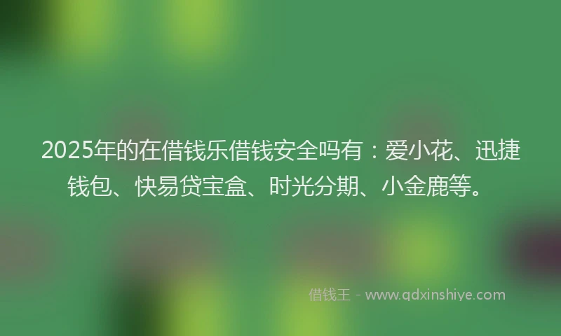 2025年的在借钱乐借钱安全吗有：爱小花、迅捷钱包、快易贷宝盒、时光分期、小金鹿等。