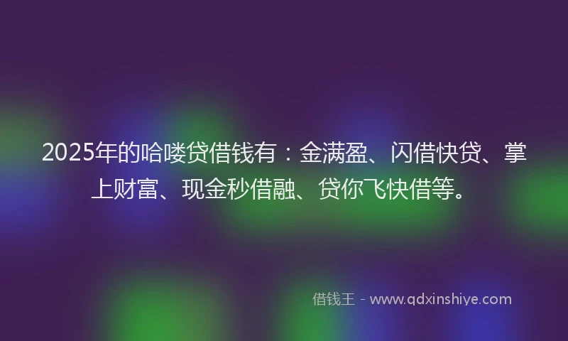 2025年的哈喽贷借钱有：金满盈、闪借快贷、掌上财富、现金秒借融、贷你飞快借等。