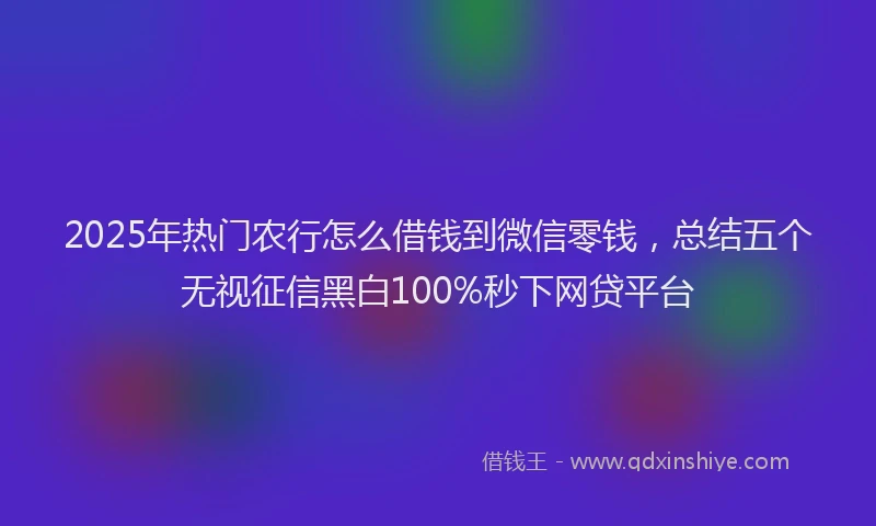 2025年热门农行怎么借钱到微信零钱，总结五个无视征信黑白100%秒下网贷平台