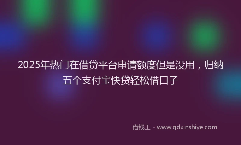 2025年热门在借贷平台申请额度但是没用，归纳五个支付宝快贷轻松借口子