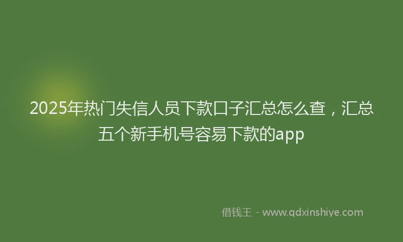 2025年热门失信人员下款口子汇总怎么查，汇总五个新手机号容易下款的app