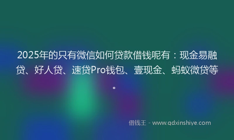 2025年的只有微信如何贷款借钱呢有：现金易融贷、好人贷、速贷Pro钱包、壹现金、蚂蚁微贷等。