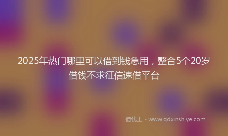 2025年热门哪里可以借到钱急用，整合5个20岁借钱不求征信速借平台
