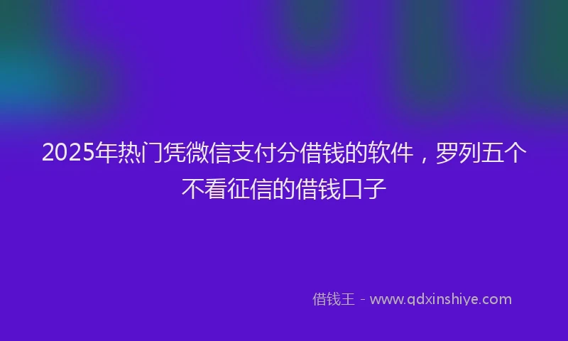 2025年热门凭微信支付分借钱的软件，罗列五个不看征信的借钱口子