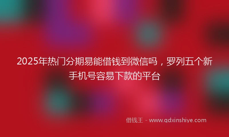 2025年热门分期易能借钱到微信吗，罗列五个新手机号容易下款的平台