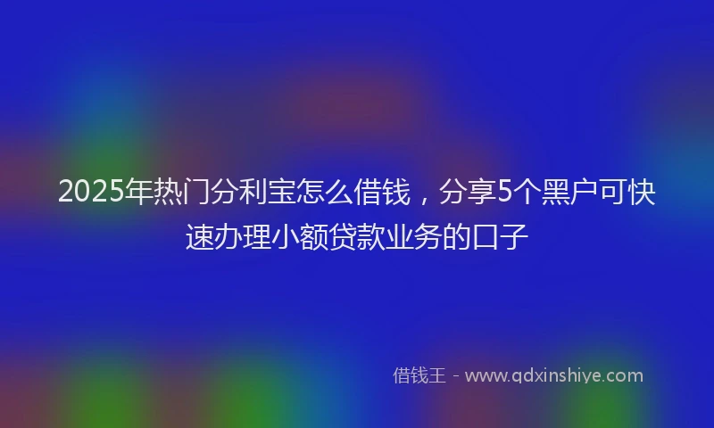 2025年热门分利宝怎么借钱，分享5个黑户可快速办理小额贷款业务的口子