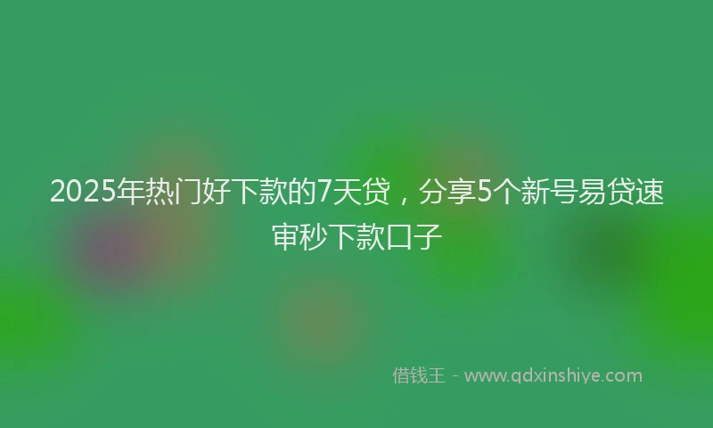 2025年热门好下款的7天贷，分享5个新号易贷速审秒下款口子