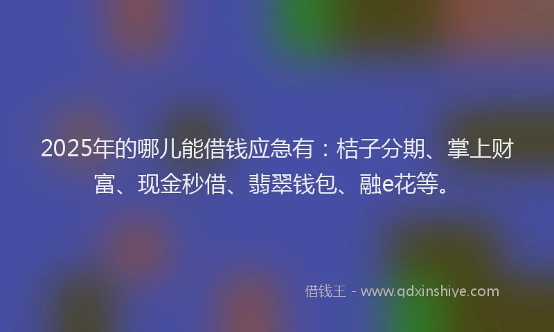 2025年的哪儿能借钱应急有：桔子分期、掌上财富、现金秒借、翡翠钱包、融e花等。