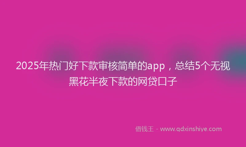 2025年热门好下款审核简单的app，总结5个无视黑花半夜下款的网贷口子
