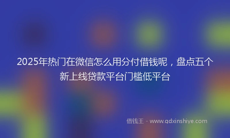 2025年热门在微信怎么用分付借钱呢，盘点五个新上线贷款平台门槛低平台