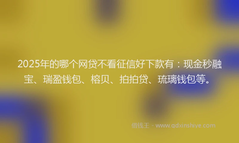 2025年的哪个网贷不看征信好下款有：现金秒融宝、瑞盈钱包、榕贝、拍拍贷、琉璃钱包等。