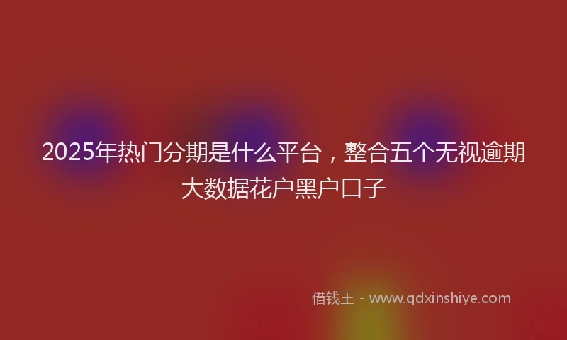 2025年热门分期是什么平台，整合五个无视逾期大数据花户黑户口子