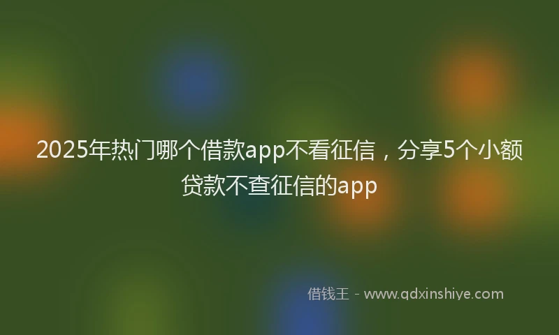 2025年热门哪个借款app不看征信，分享5个小额贷款不查征信的app