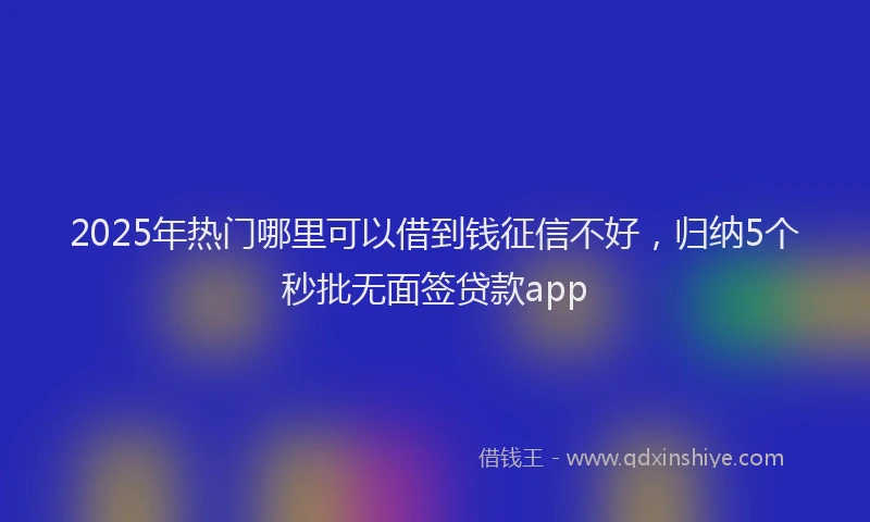 2025年热门哪里可以借到钱征信不好，归纳5个秒批无面签贷款app