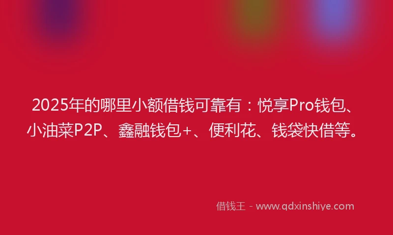 2025年的哪里小额借钱可靠有：悦享Pro钱包、小油菜P2P、鑫融钱包+、便利花、钱袋快借等。