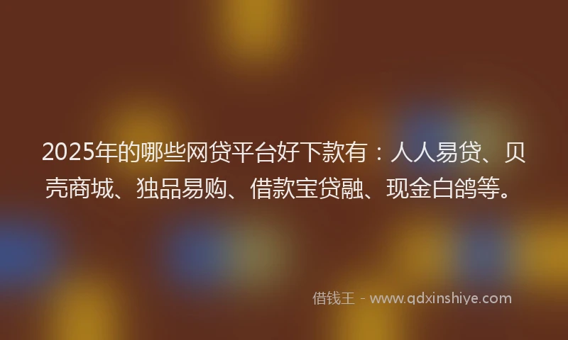 2025年的哪些网贷平台好下款有：人人易贷、贝壳商城、独品易购、借款宝贷融、现金白鸽等。