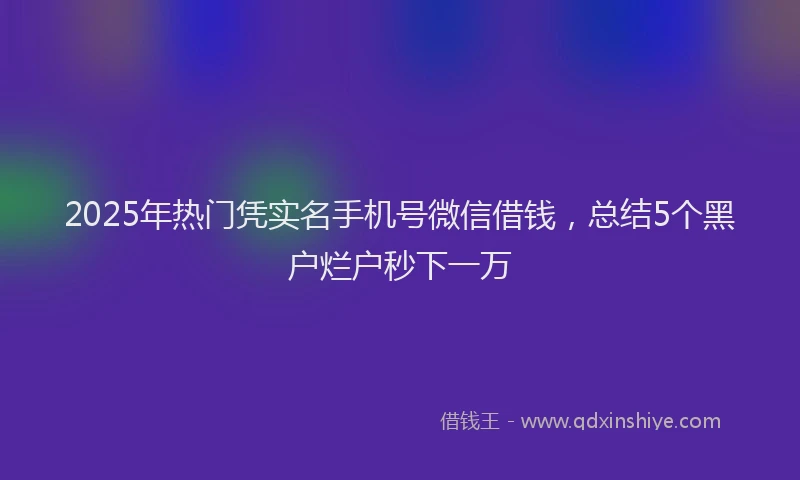 2025年热门凭实名手机号微信借钱，总结5个黑户烂户秒下一万