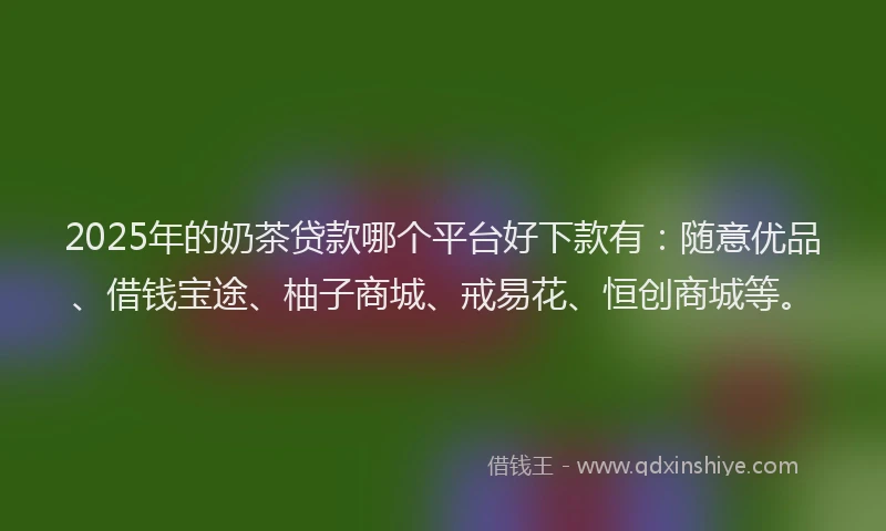 2025年的奶茶贷款哪个平台好下款有：随意优品、借钱宝途、柚子商城、戒易花、恒创商城等。