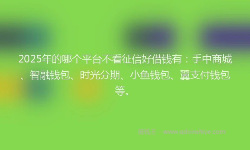 2025年的哪个平台不看征信好借钱有：手中商城、智融钱包、时光分期、小鱼钱包、翼支付钱包等。