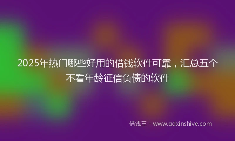 2025年热门哪些好用的借钱软件可靠，汇总五个不看年龄征信负债的软件