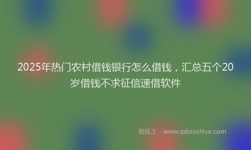 2025年热门农村借钱银行怎么借钱，汇总五个20岁借钱不求征信速借软件