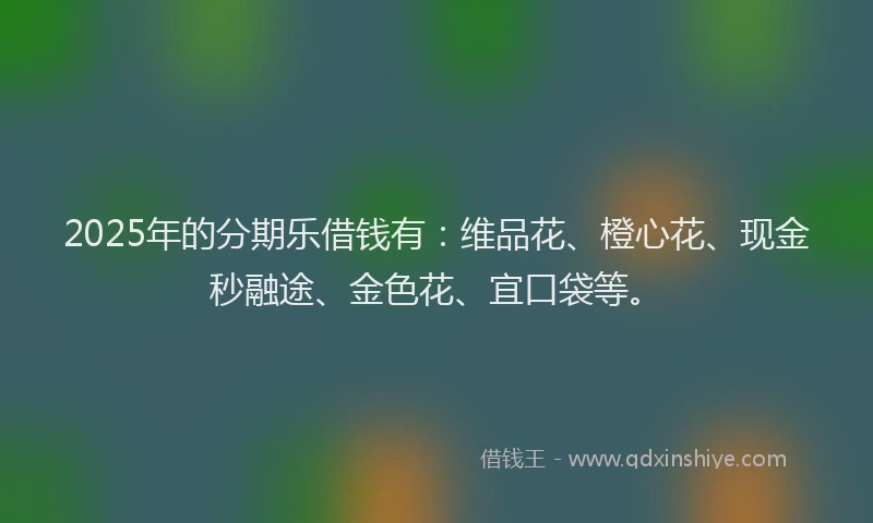 2025年的分期乐借钱有：维品花、橙心花、现金秒融途、金色花、宜口袋等。