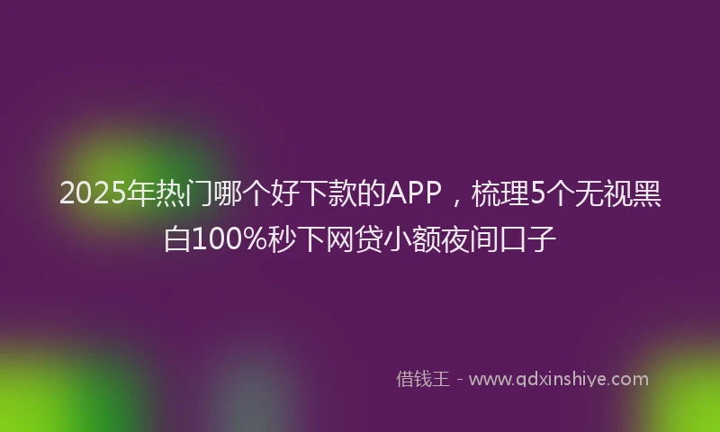 2025年热门哪个好下款的APP，梳理5个无视黑白100%秒下网贷小额夜间口子