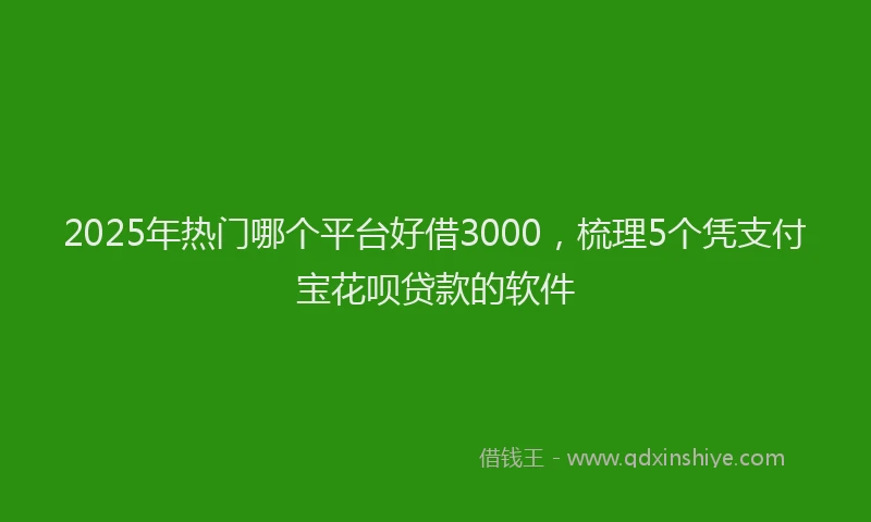 2025年热门哪个平台好借3000，梳理5个凭支付宝花呗贷款的软件