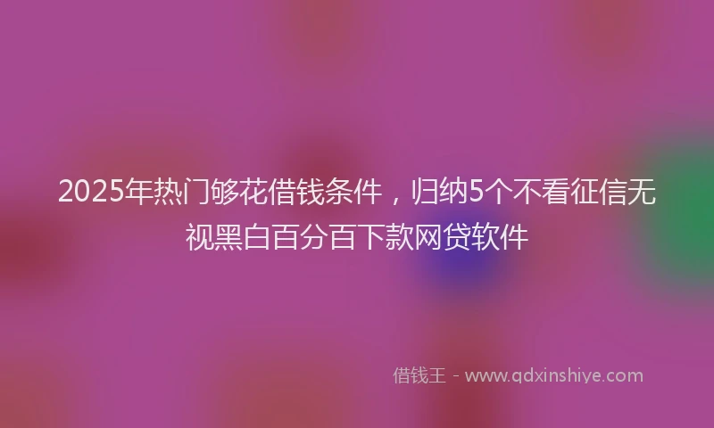 2025年热门够花借钱条件，归纳5个不看征信无视黑白百分百下款网贷软件