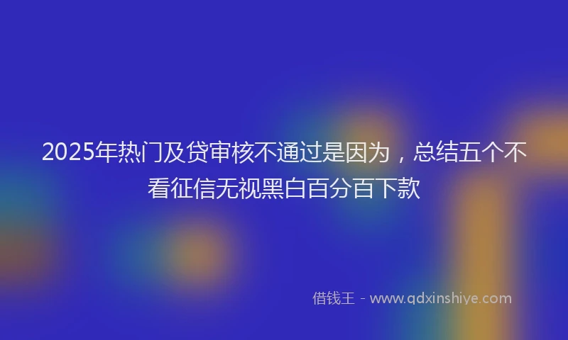 2025年热门及贷审核不通过是因为，总结五个不看征信无视黑白百分百下款
