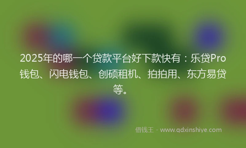 2025年的哪一个贷款平台好下款快有：乐贷Pro钱包、闪电钱包、创硕租机、拍拍用、东方易贷等。